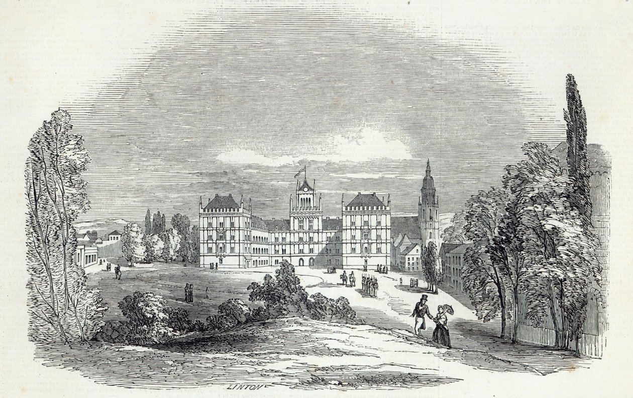 El Palacio de Ehrenburg, en Coburg, grabado por W.J. Linton, de 