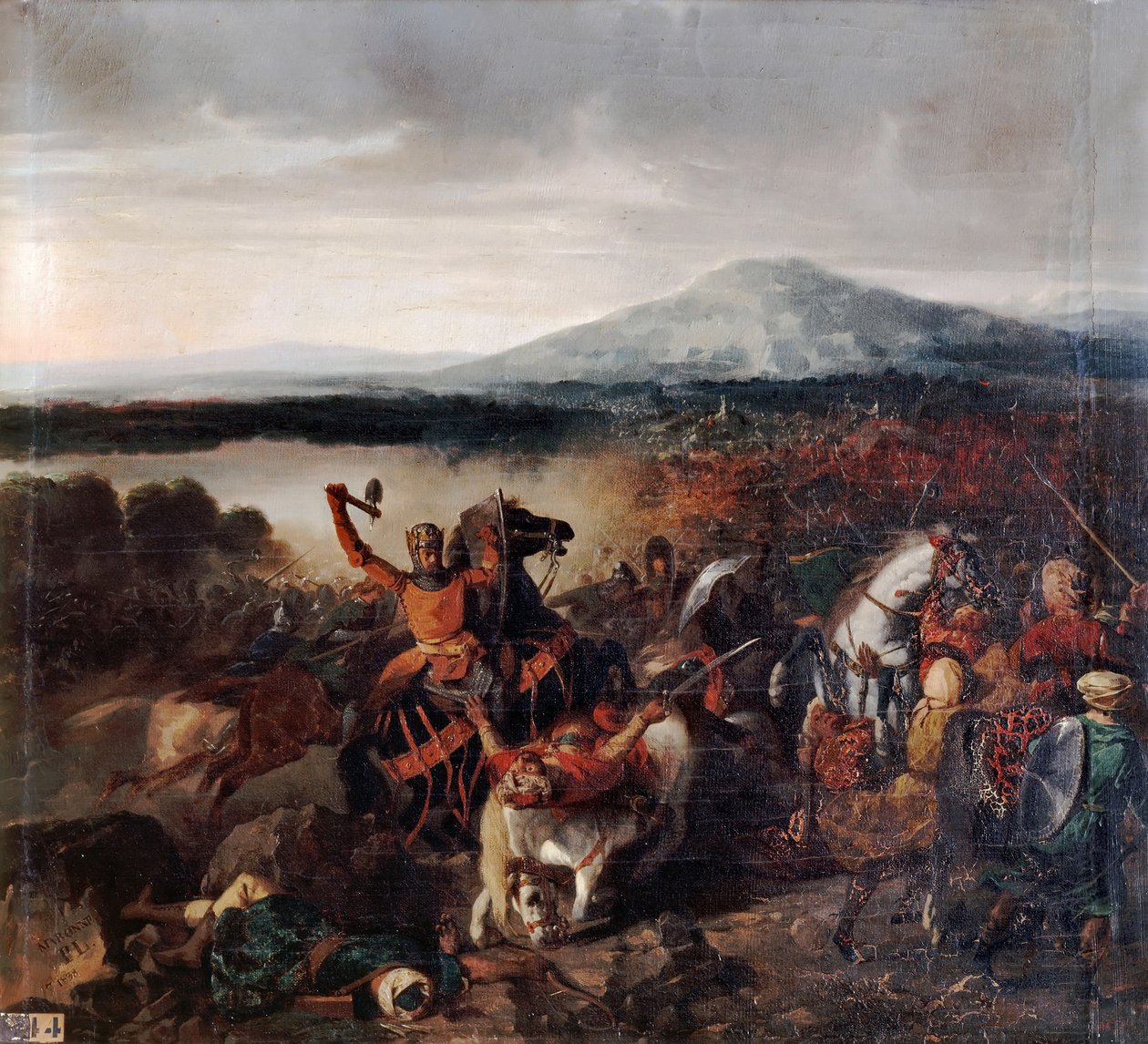 Rogelio I de Sicilia en la Batalla de Cerami en 1061 de Prosper Lafaye or Lafait