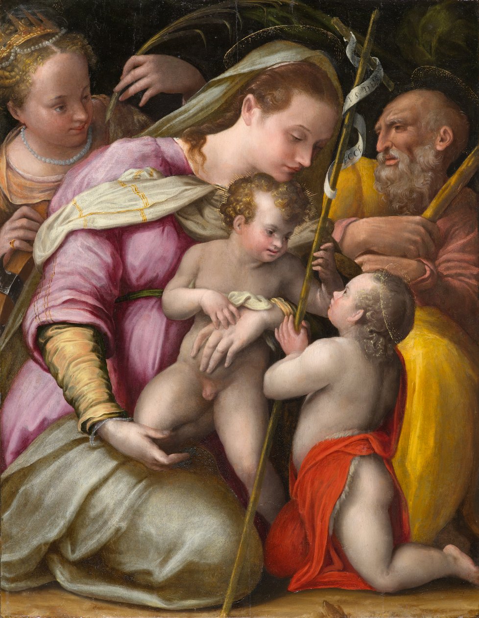Sagrada Familia con Santa Catalina de Alejandría y el Niño San Juan Bautista, circa 1551-1556 de Prospero Fontana