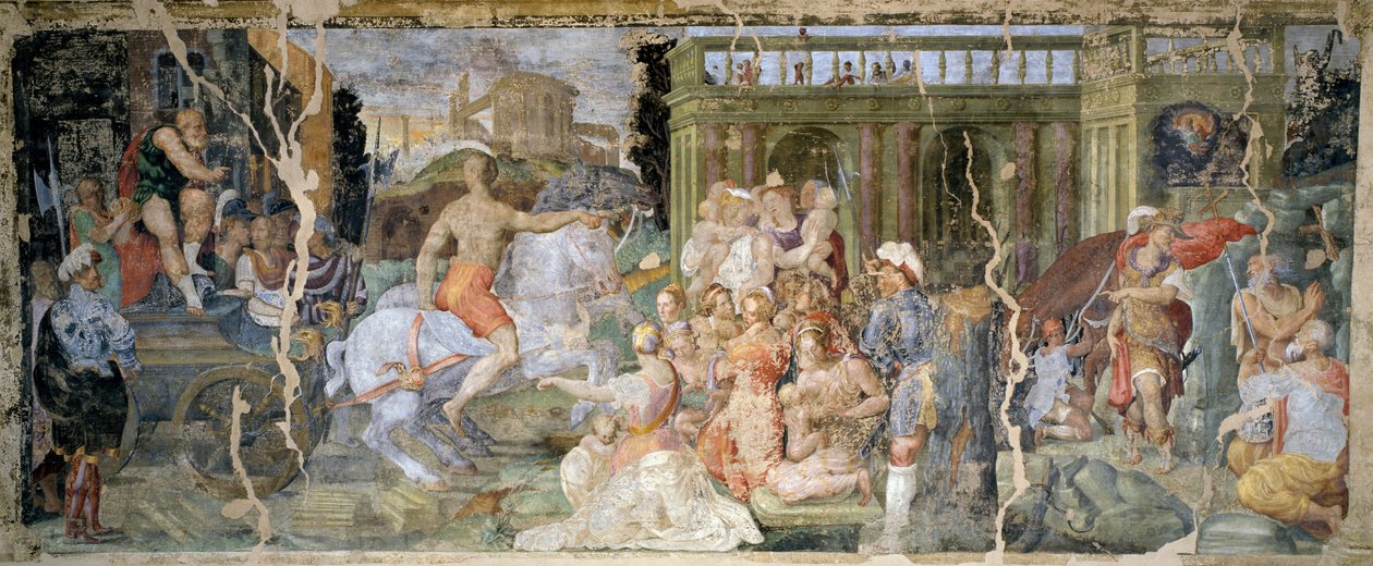Historias del Papa Silvestre y el Emperador Constantino, fresco, salón, Palazzina della Viola, Bolonia, Italia de Prospero Fontana