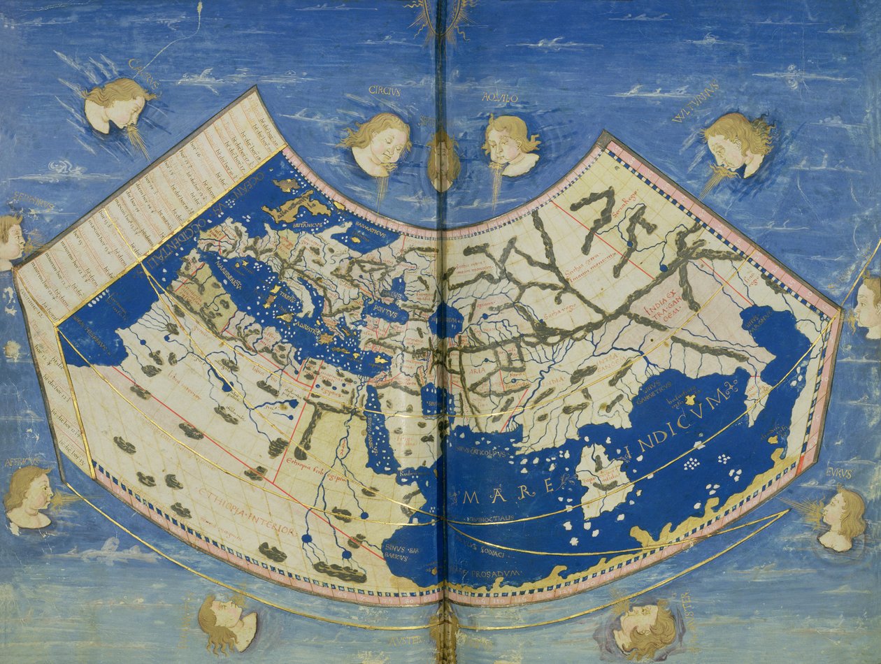 Ms Lat 463 Fol.75v-76r Mapa del Mundo con los Doce Vientos de Ptolemy