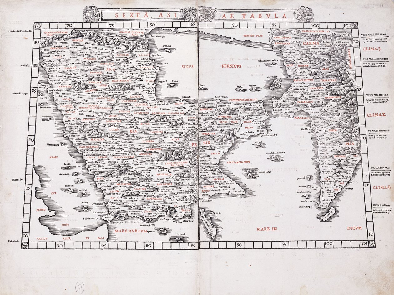 Sexta Tabula de Asia, 1511 de Ptolemy