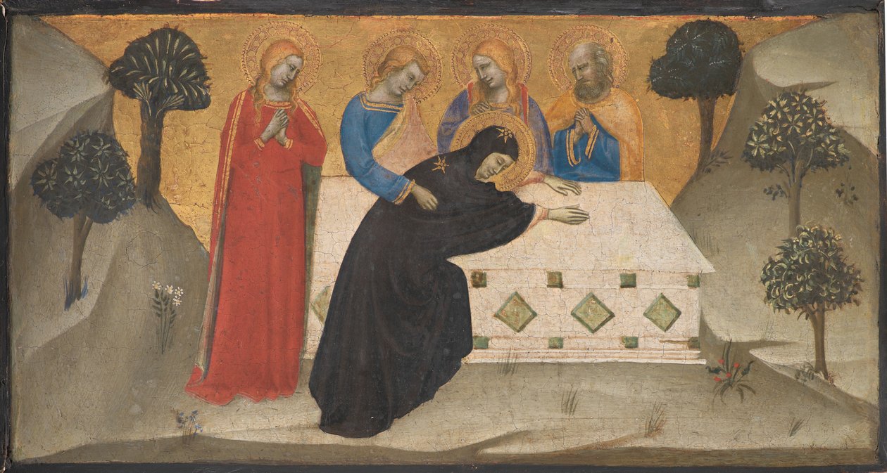 La Virgen desmayada y las Tres Marías en la tumba de Cristo de Puccio di Simone