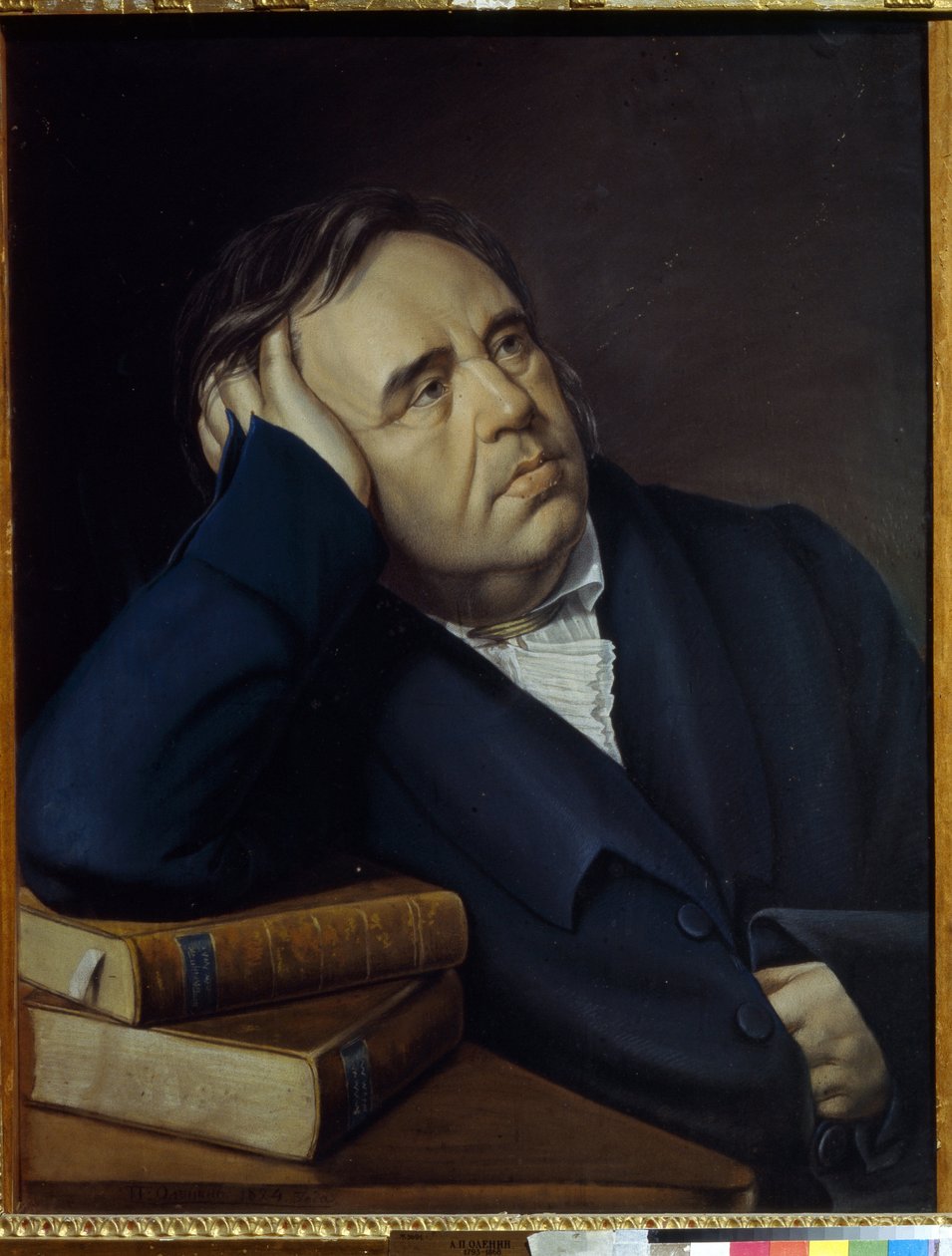 Retrato del fabulista Ivan A. Krylov (1769-1844) (retrato del fabulista I.A. Krylov). Obra de Pyotr Alexeevich Olenin (1828-1855), pastel sobre papel de Pyotr Alexeevich Olenin