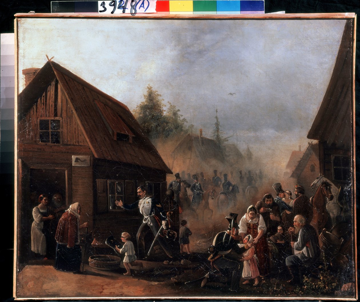 Escenario de la guerra ruso-francesa de 1812. Pintura de Pyotr Ilyich Baykov (1817-?). Óleo sobre lienzo, 45,3 x 55,5 cm de Pyotr Baykov