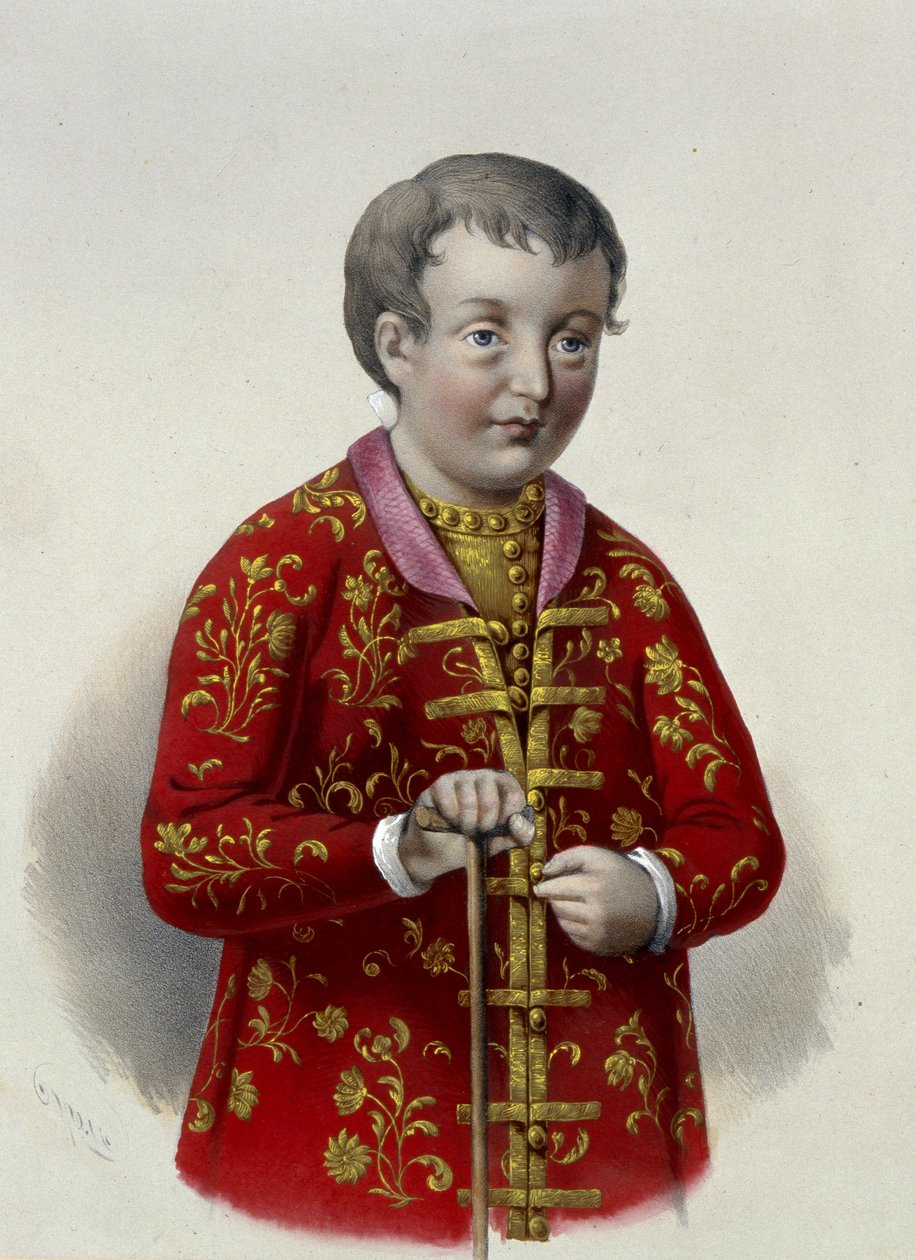 Grand duc Simeon Alexeievitch (1665-1669) de Russie (Tsarevich Simeon Alexeevich of Russia). Oeuvre de Pyotr Fyodorovich Borel (1829-1898), lithographie vers 1860. Art russe 19e siecle, neo classicisme. Biblioteca Estatal Rusa, Moscú. de Pyotr Fyodorovich Borel