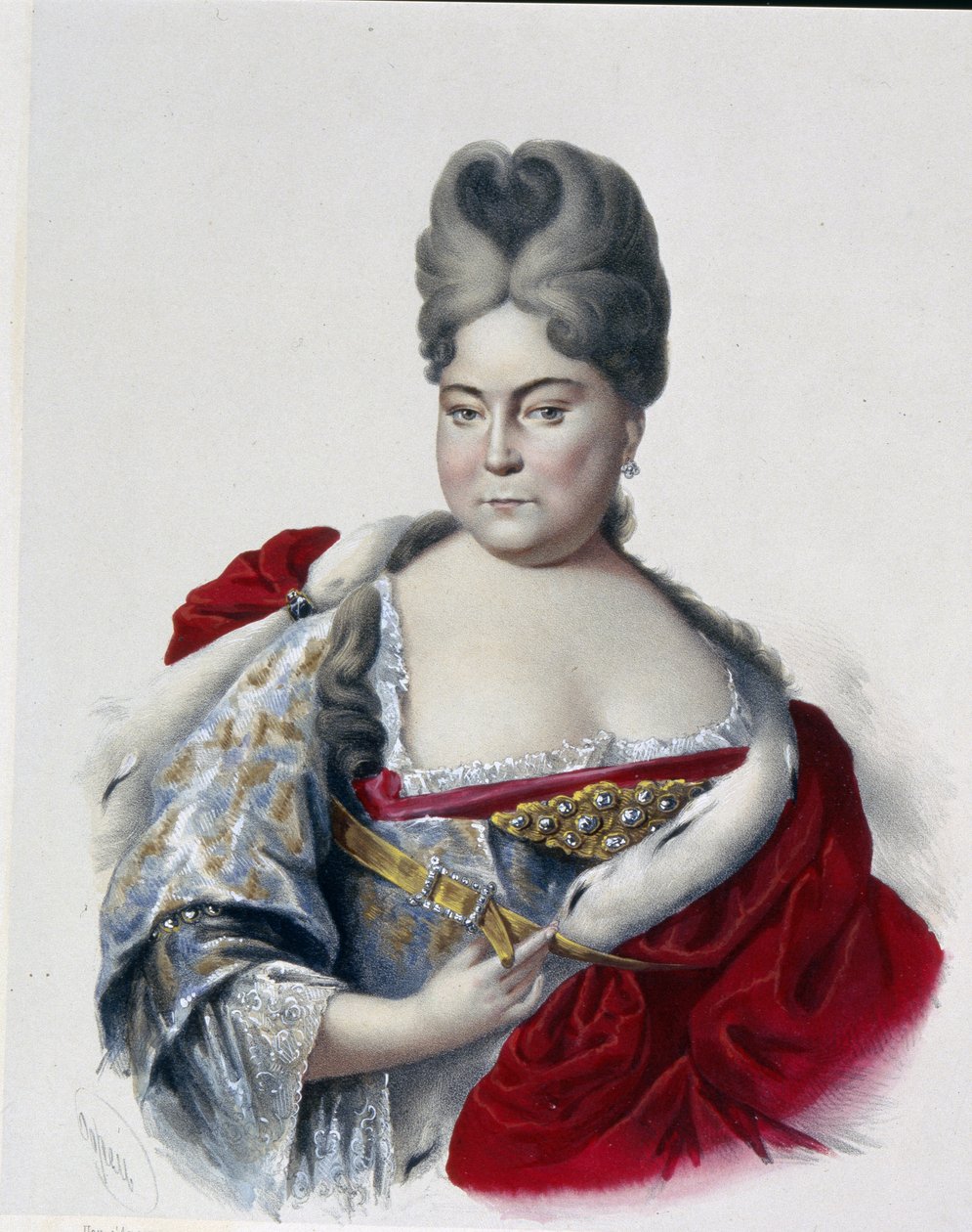 Retrato de la Gran Duquesa Natalia Alexeevna de Rusia (1673-1716), hermana del zar Pedro I el Grande (1672-1725). (Retrato de la Gran Duquesa Natalia Alexeevna de Rusia, hermana del zar Pedro el Grande). Obra de Piotr Fiodorovich Borel (1829-1898), de Pyotr Fyodorovich Borel