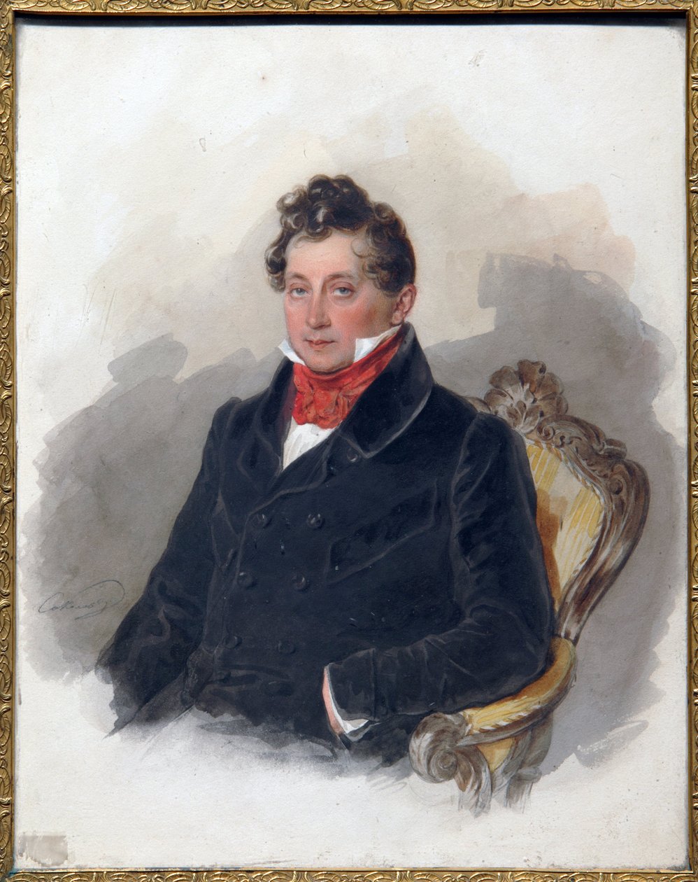 Retrato del decembrista (o decabrista) Mikhail Vielgorsky (1788-1856). (Retrato del decembrista M. Vielgorsky). Obra de Pyotr (Piotr) Fyodorovich Sokolov (Pierre Sokolov) (1791-1848), acuarela sobre papel, hacia 1840. Arte ruso del siglo XIX, romanticismo. de Pyotr Fyodorovich Sokolov