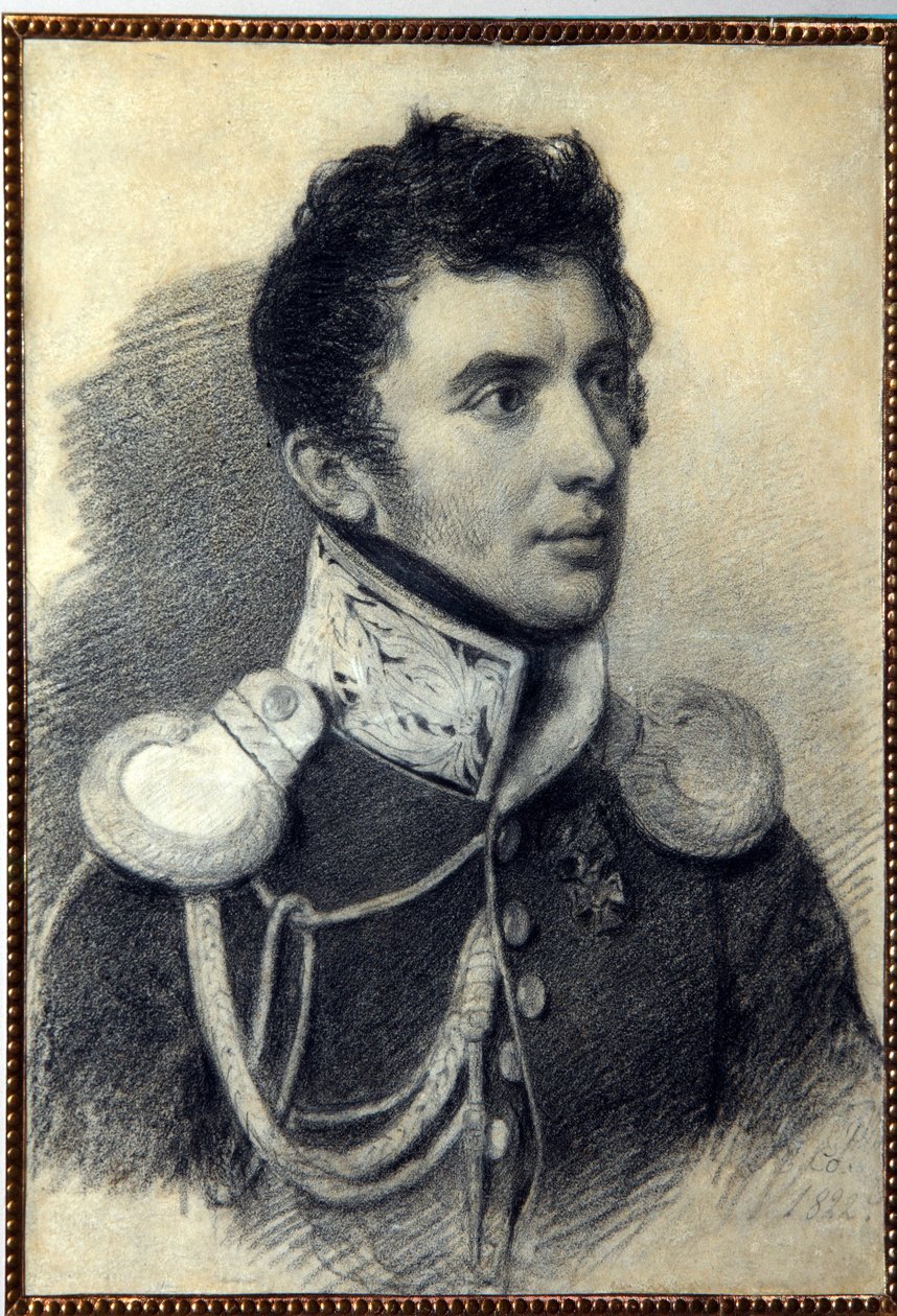 Retrato del decembrista N. Muravyov (1797-1843). Obra de Piotr Fyodorovich Sokolov (1791-1848), lápiz y pastel sobre cartón, 1822. Arte ruso, siglo XIX, romanticismo. A. P de Pyotr Fyodorovich Sokolov