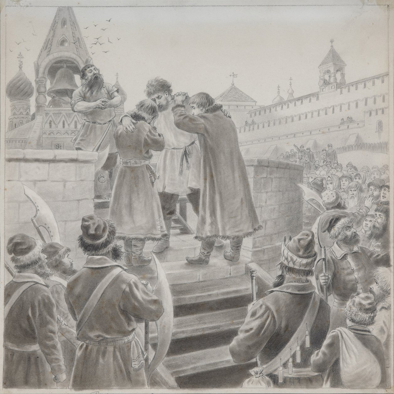 Ilustración del poema La canción del comerciante Kalashnikov por M. Lermontov de Pyotr Ivanovich Korovin