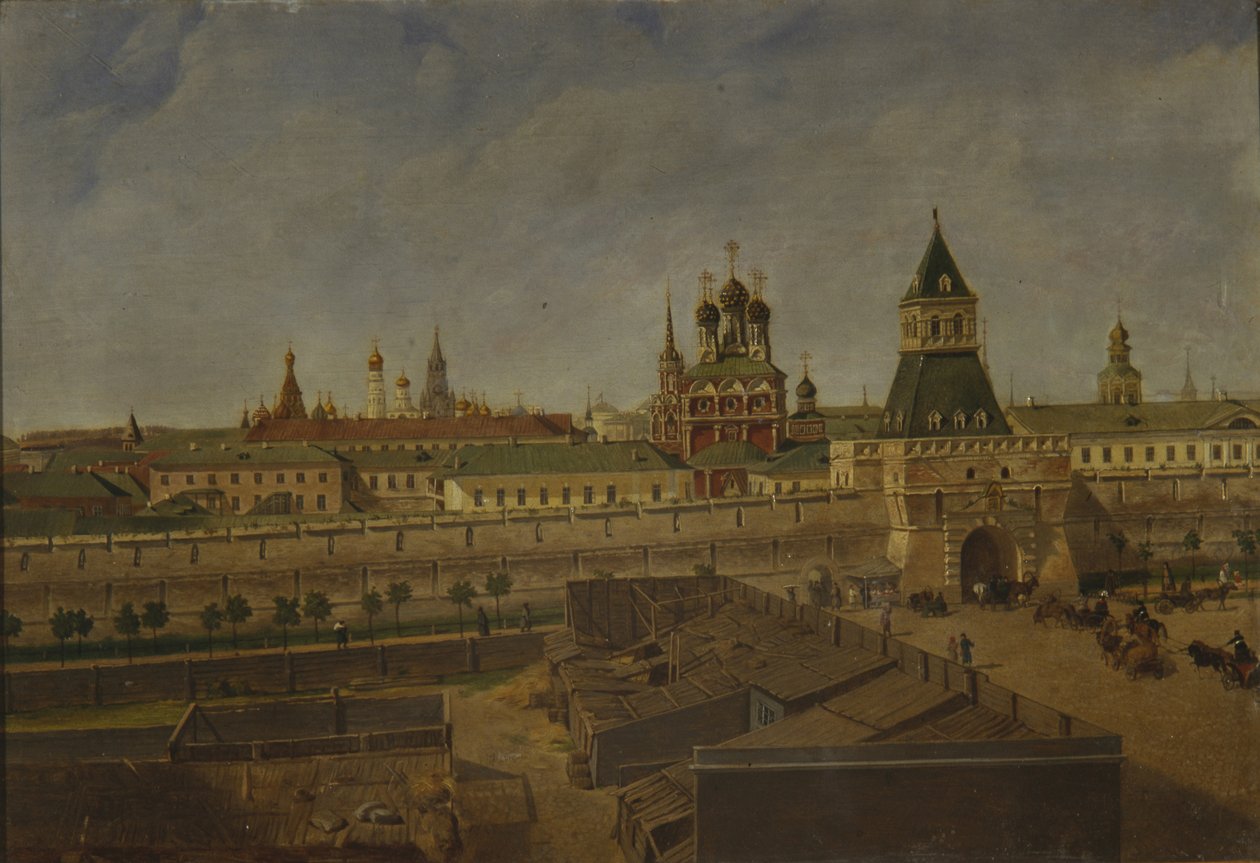 Las puertas de Ilyinsky en Moscú, mediados del siglo XIX de Pyotr Ivanovich Moiseyev