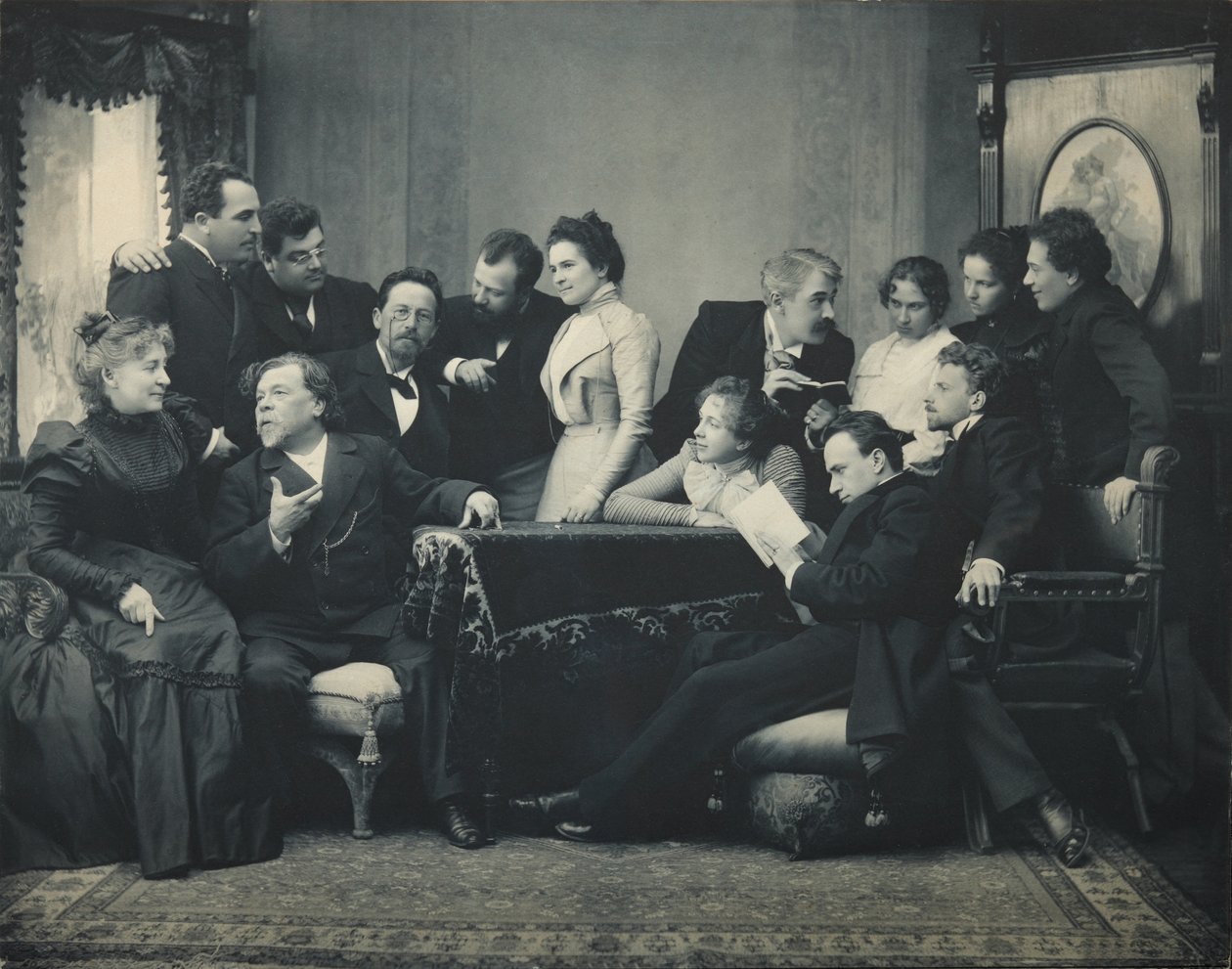 Antón Chéjov entre actores de la obra La gaviota, 1899 de Pyotr Petrovich Pavlov