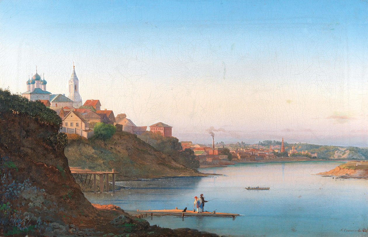 La Iglesia de la Dormición en Krutitsy en Moscú con el Monasterio Simonov al fondo, 1858 de Pyotr Sergeevich Stepanov