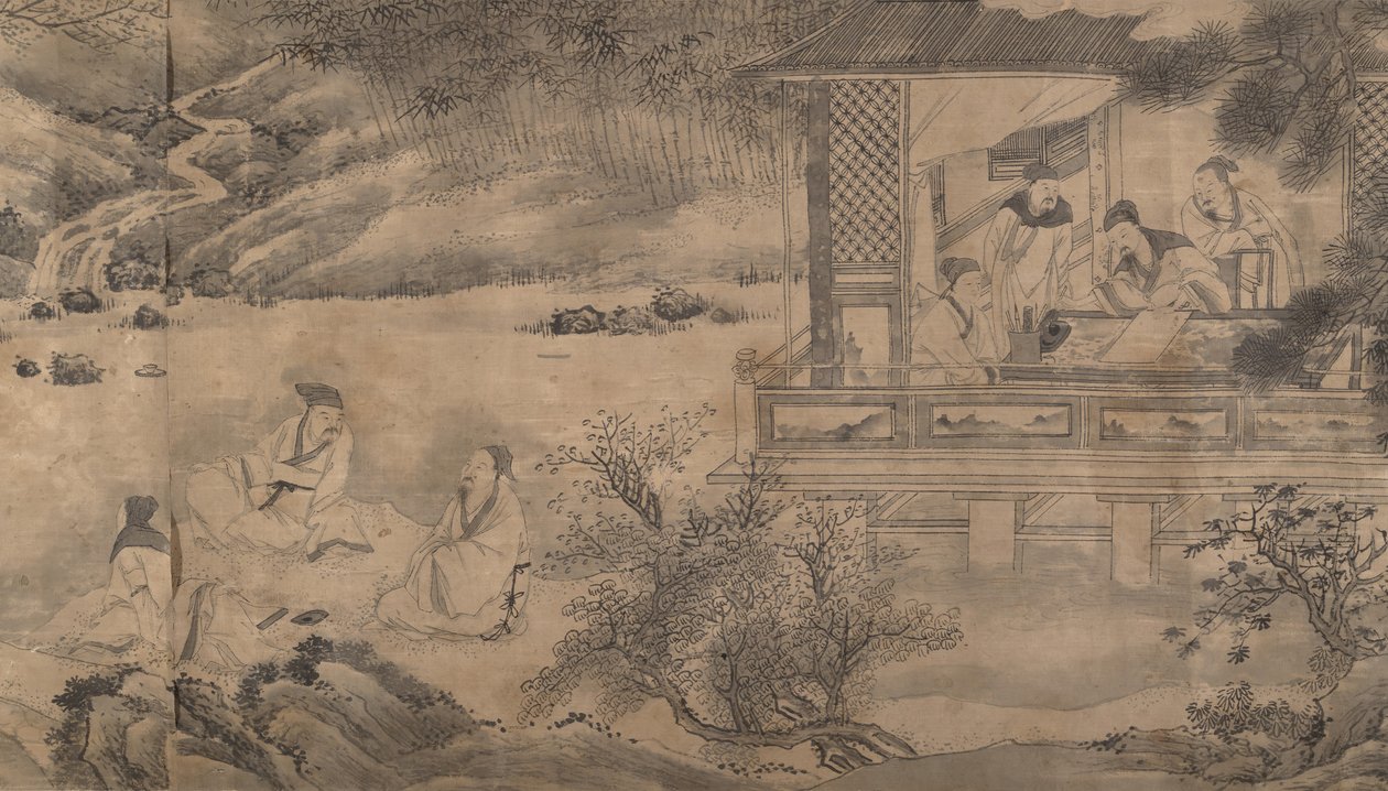 Reunión de poetas en el pabellón de orquídeas, fechado en 1607 de Qian Gong
