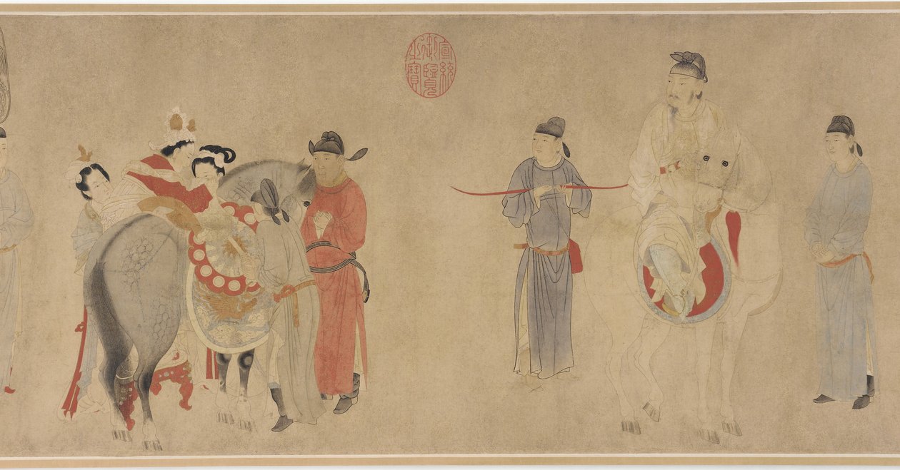 Consorte Yang montando un caballo, finales de la dinastía Yuan o principios de la dinastía Ming de Qian Xuan