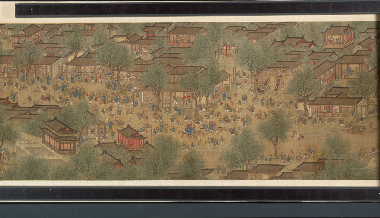 Festival de primavera en el río de Qing Dynasty Chinese School