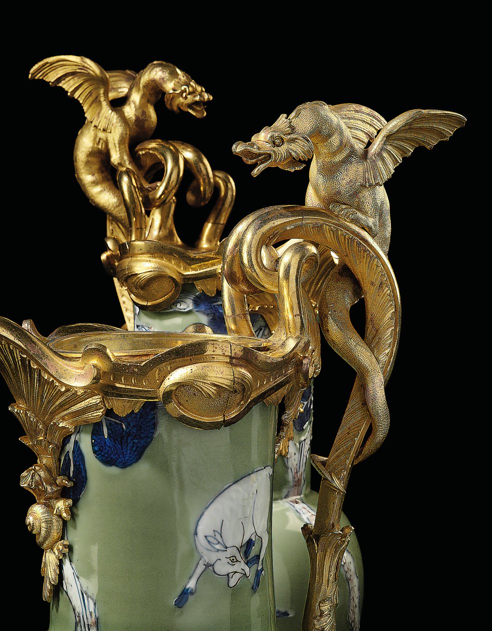 Un par de jarras Luis XV, porcelana 1662-1722, monturas c.1745-49 de Qing Dynasty   Kangxi Period Chinese School
