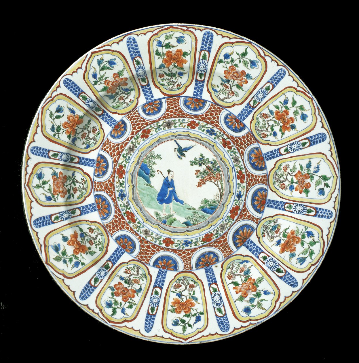 Gran plato verte Imari, Período Kangxi, 1662-1722 (porcelana) de Qing Dynasty Chinese School