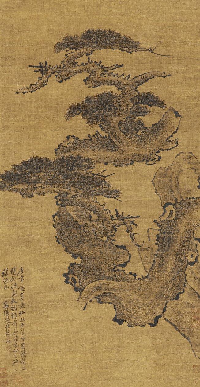 Pino antiguo, siglo XVII-XVIII de Qing Dynasty Chinese School