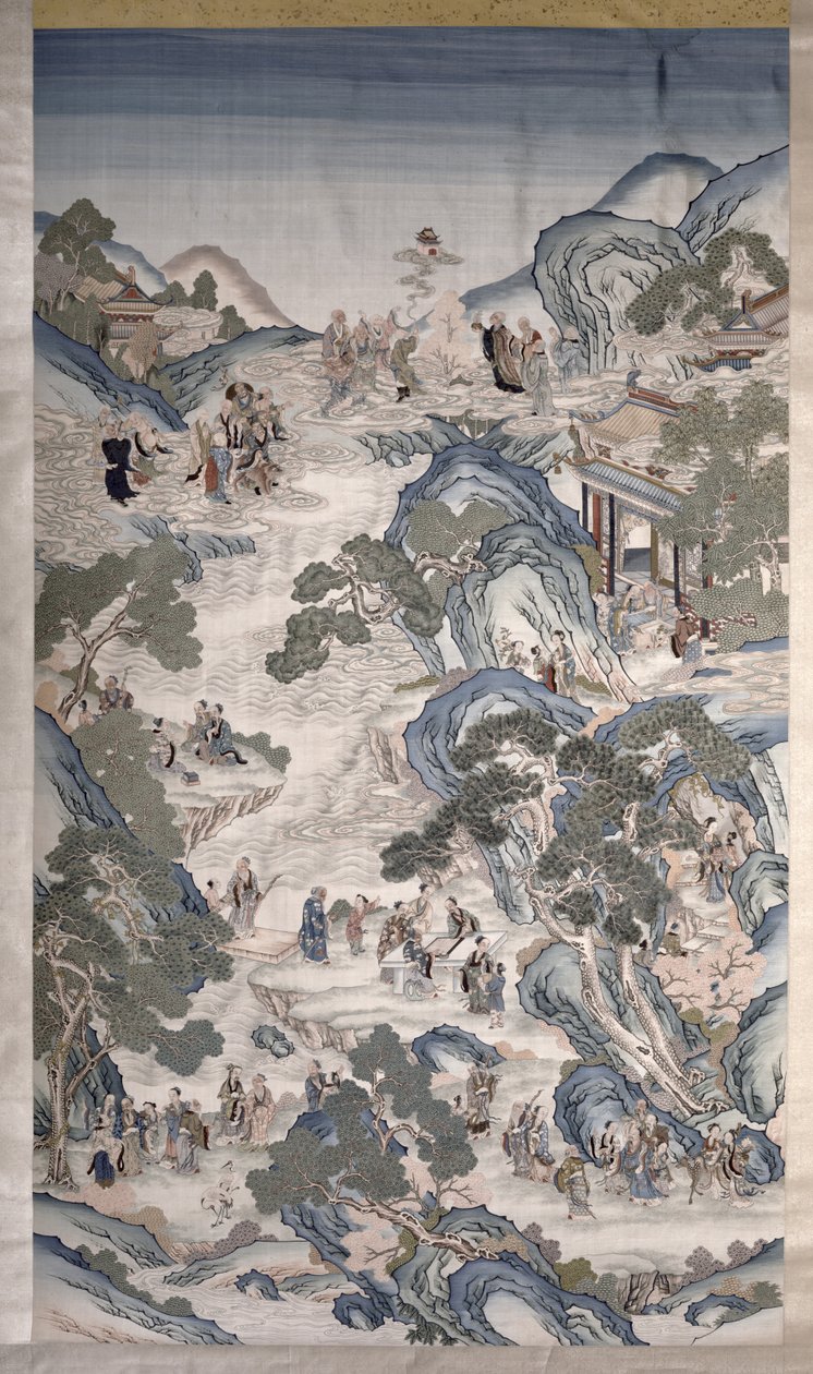 Reuniones de Grupos Inmortales, c.1800 (textil) de Qing Dynasty Chinese School