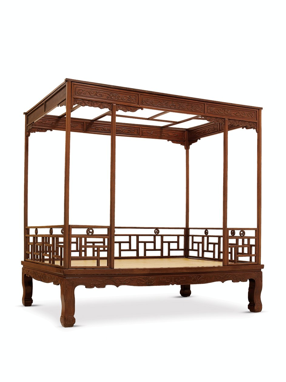 Cama con Dosel de Seis Postes Huanghuali, Dinastía Qing de Qing Dynasty Chinese School