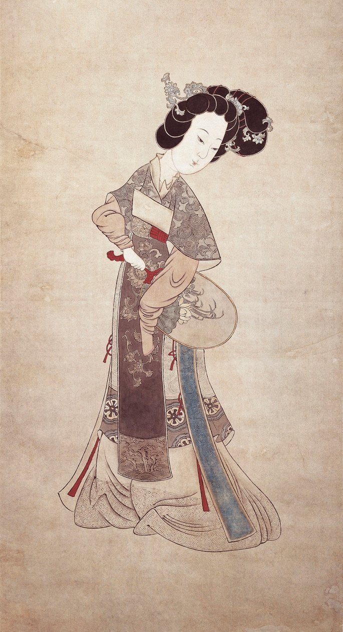 Dama de China, por Ren Shyong (pintura sobre seda) de Qing Dynasty Chinese School