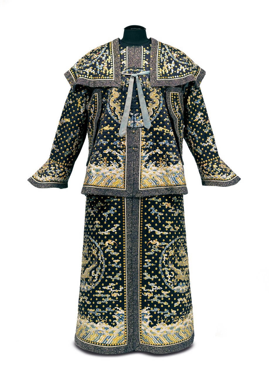 Uniforme ceremonial raro de guardia imperial, período Qianlong / Jiaqing (1736-1820) (seda satinada) de Qing Dynasty Chinese School