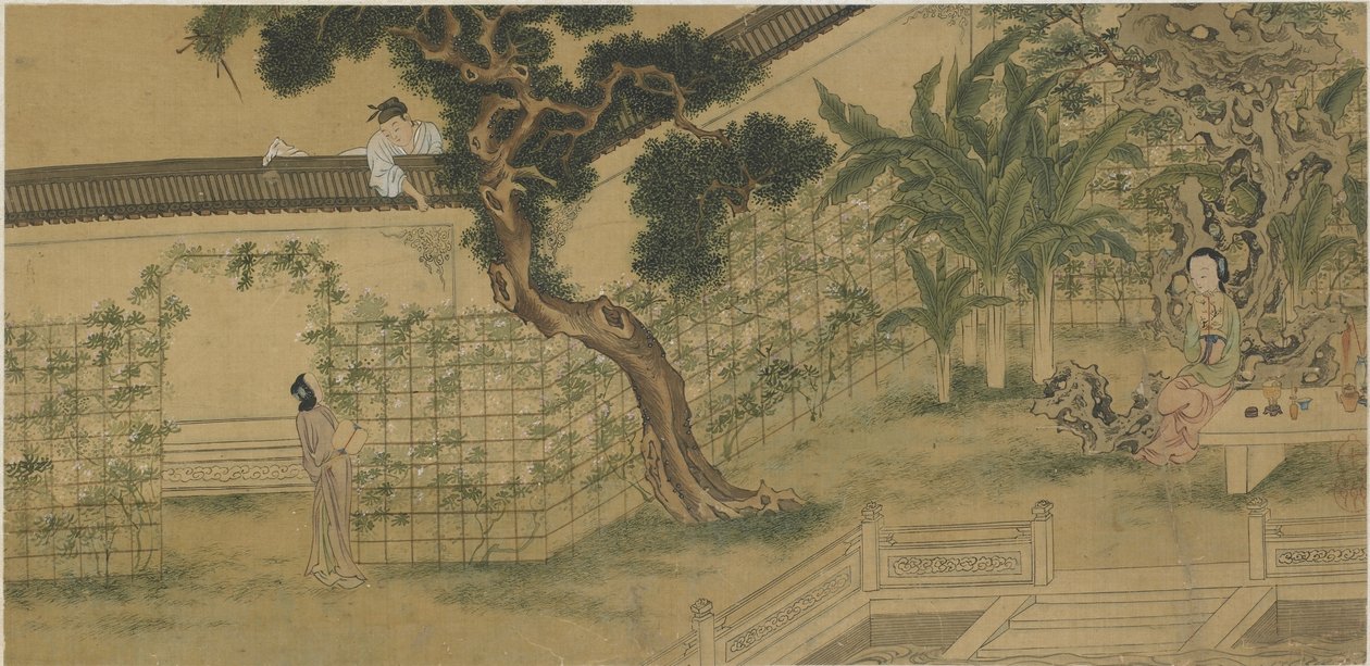 Escenas de La historia del ala occidental, siglo XVIII-XIX de Qing Dynasty Chinese School