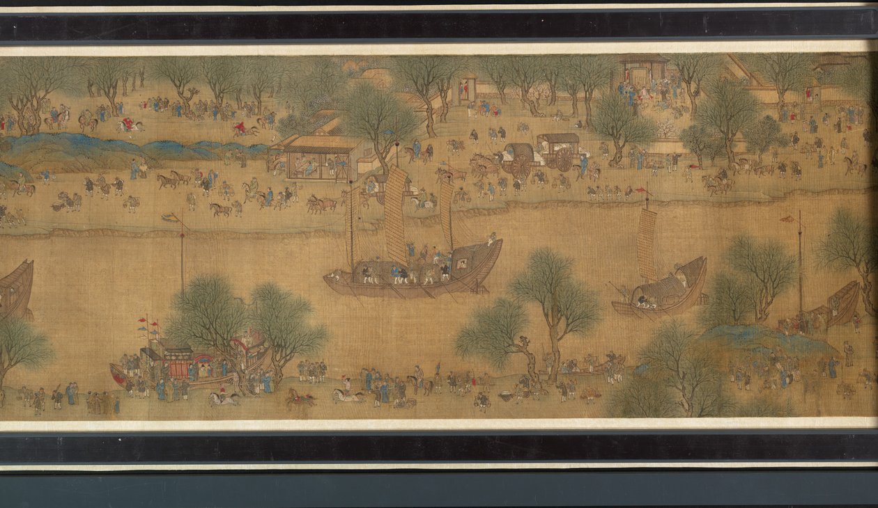 Festival de Primavera en el Río (detalle), rollo de mano de Qing Dynasty Chinese School
