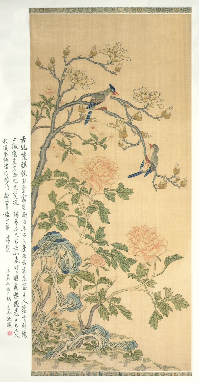Pergamino Colgante de Tapiz, período Qianlong (1736-95) de Qing Dynasty Chinese School