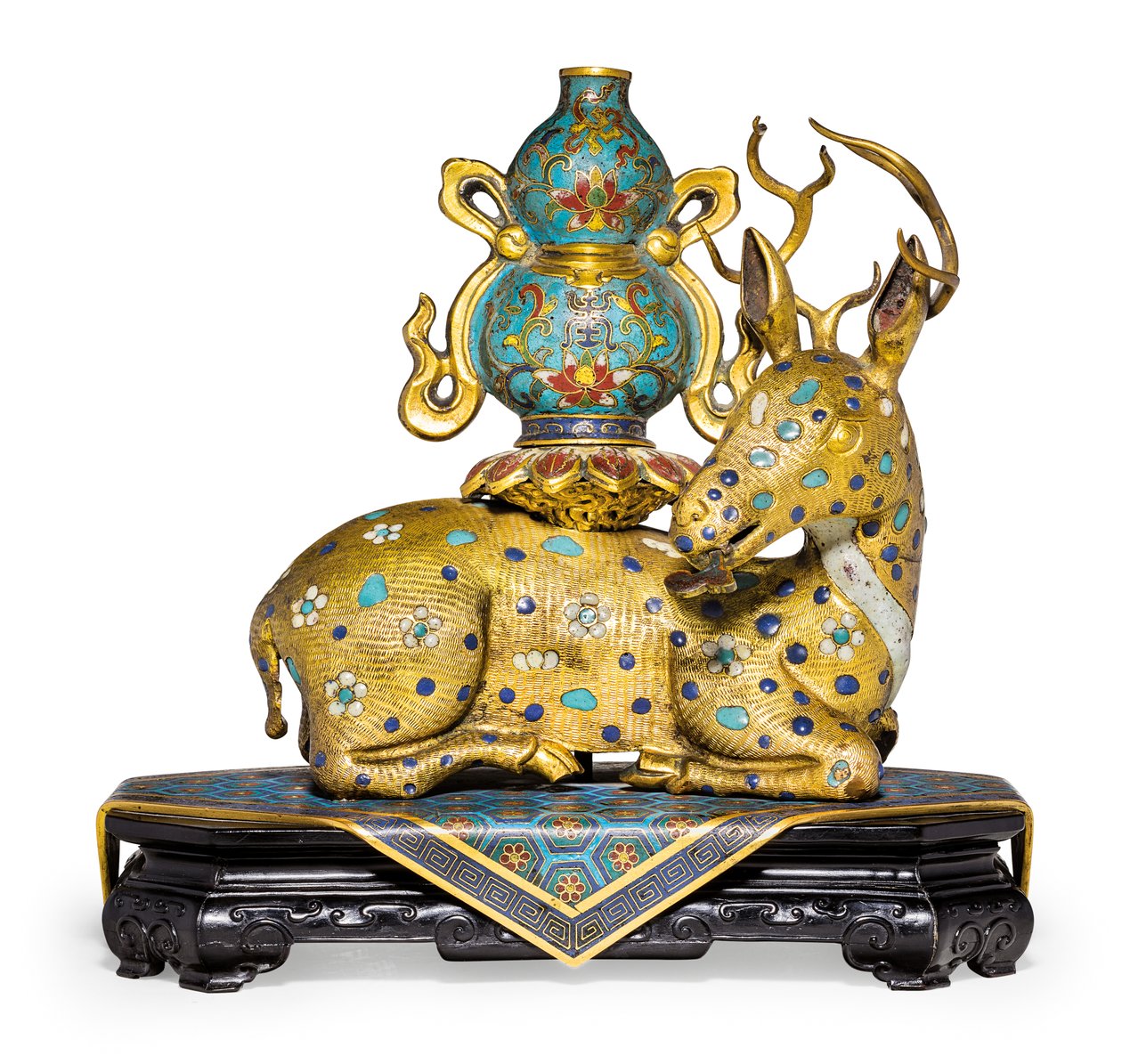 Un par de ciervos reclinados de Qing Dynasty   Qianlong Period Chinese