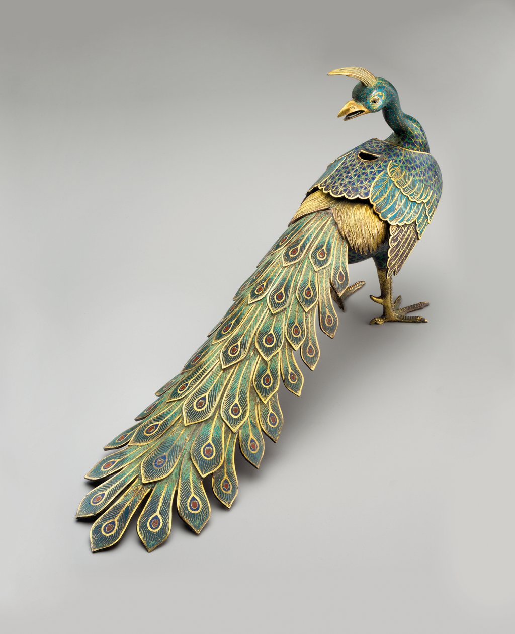 Incensario en forma de pavo real de cloisonné de Qing Dynasty   Qianlong Period Chinese School