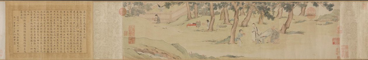 Zhao Mengfu escribiendo el Sutra del Corazón Hridaya a cambio de té, 1542-43 de Qiu Ying