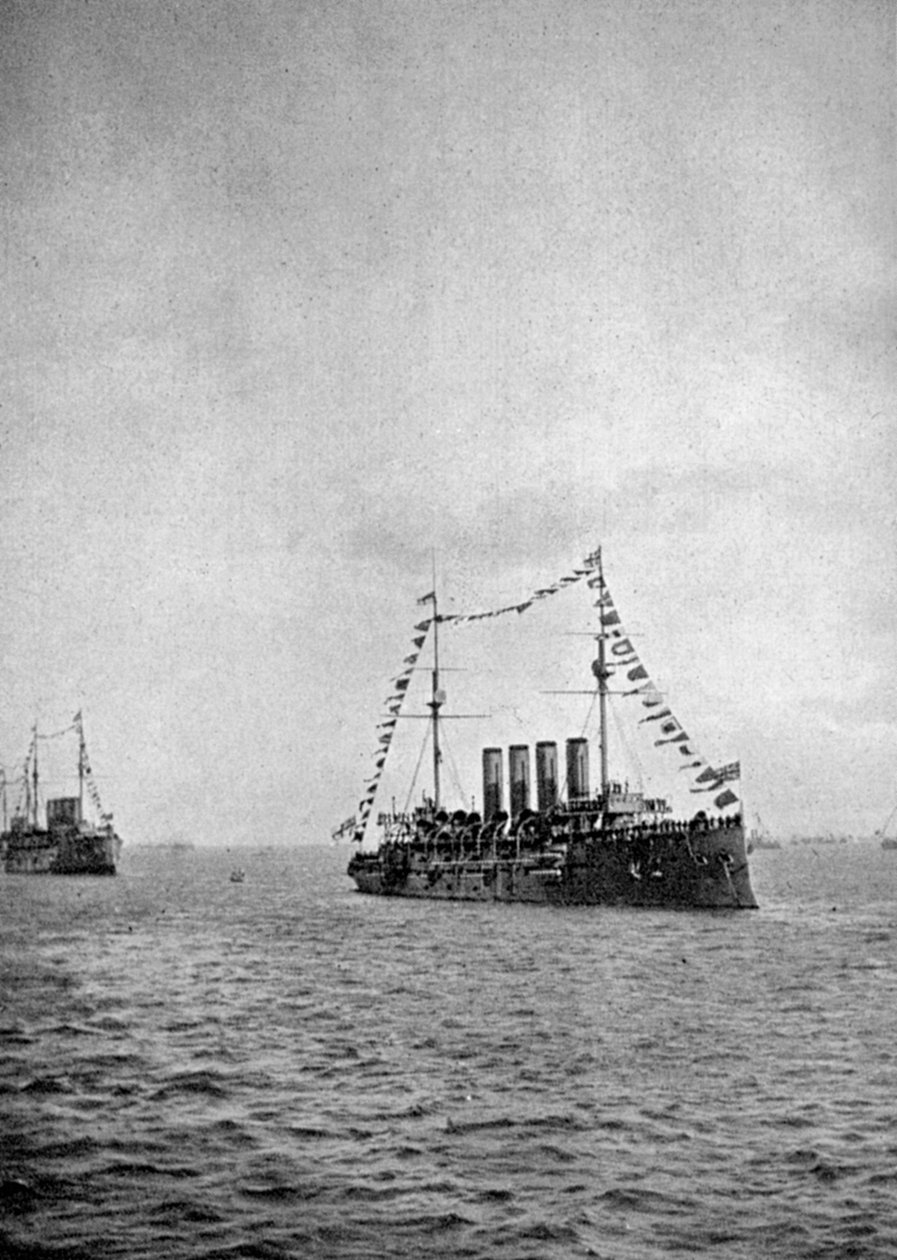 Revisión naval frente a la costa de Portsmouth, 1907 de Queen Alexandra