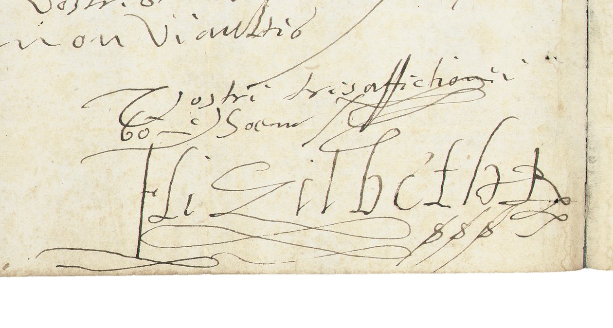 Firma en una carta de Isabel I de Inglaterra a Enrique IV de Francia, c.1596 de Queen Elizabeth I of England and