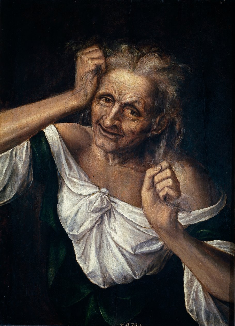 Vieja Mujer Desgarrándose el Cabello de Quentin Massys or Metsys