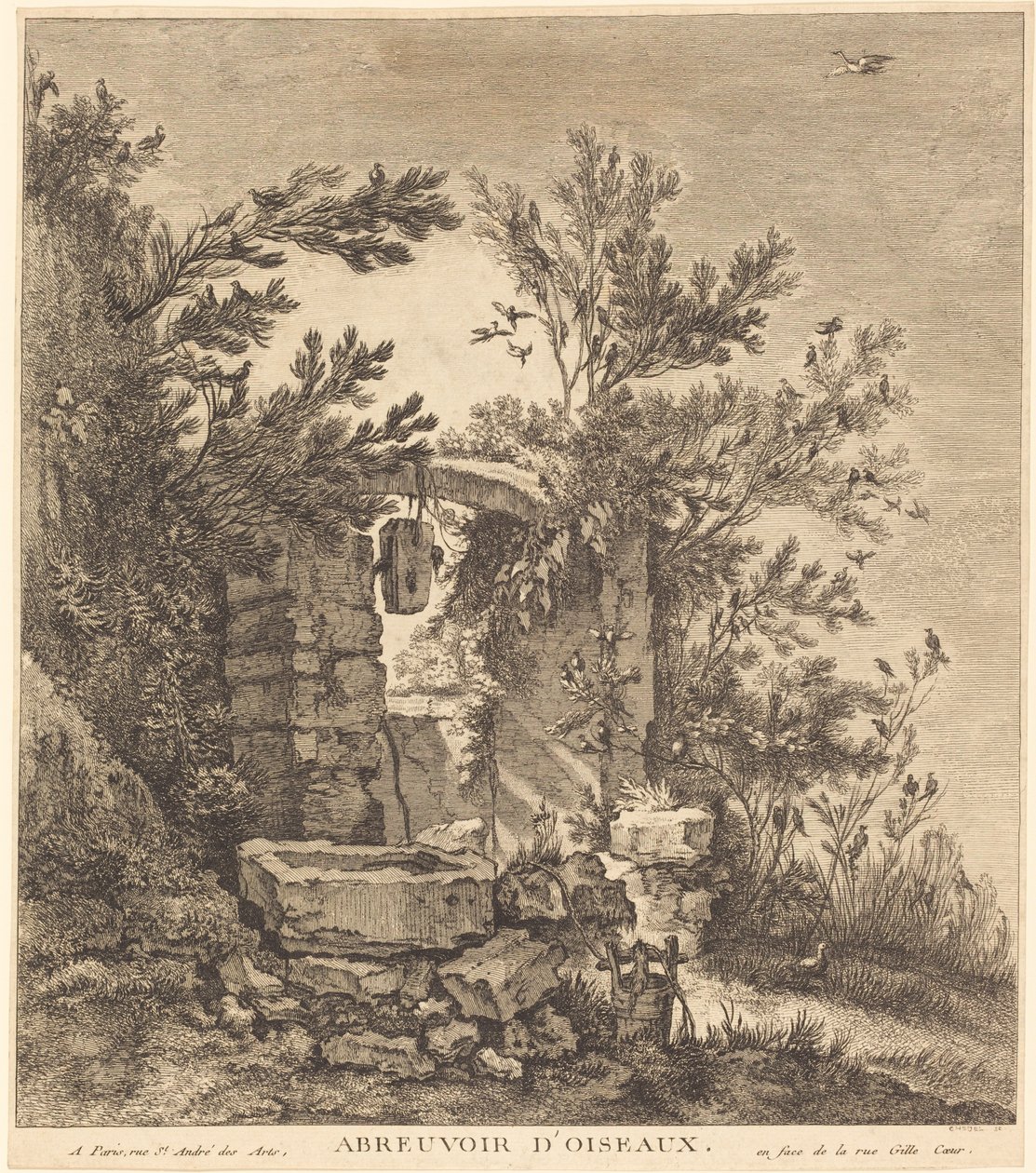 El Abrevadero de Pájaros de Quentin Pierre Chedel after François Boucher
