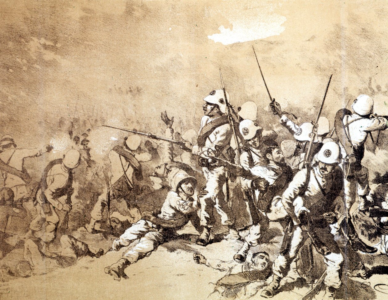 Batalla de Adoua entre los italianos y Etiopía en 1896 por Q. Cenni. c. 1896 de Quinto Cenni