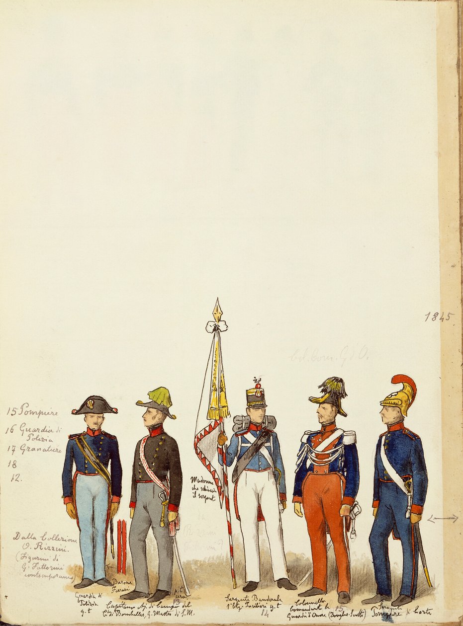 Uniformes militares, lámina en color de Quinto Cenni de Quinto Cenni