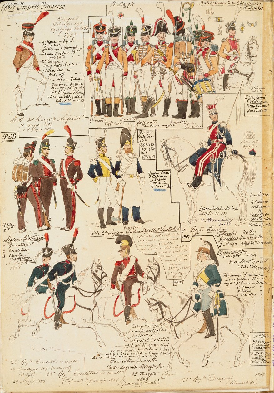 Uniformes militares del Imperio Francés, por Quinto Cenni, placa en color de Quinto Cenni