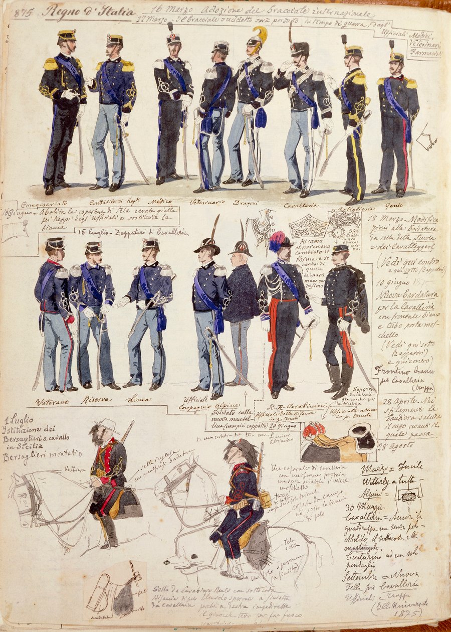 Varios uniformes del Reino de Italia por Quinto Cenni, placa en color de Quinto Cenni