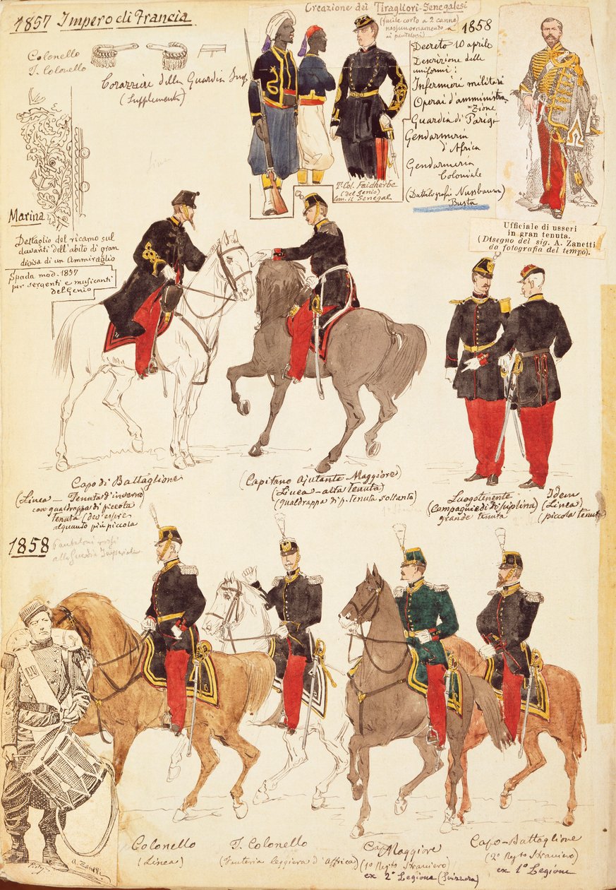 Varios uniformes del Reino de Francia de Quinto Cenni