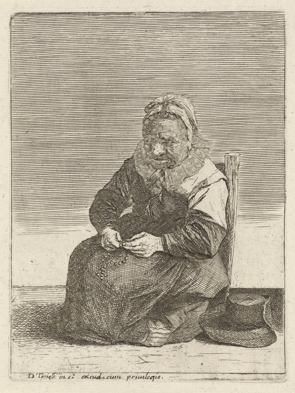 Anciana con un rosario Agricultores de pleno derecho (título de la serie) de Quirin Boel (attributed to)