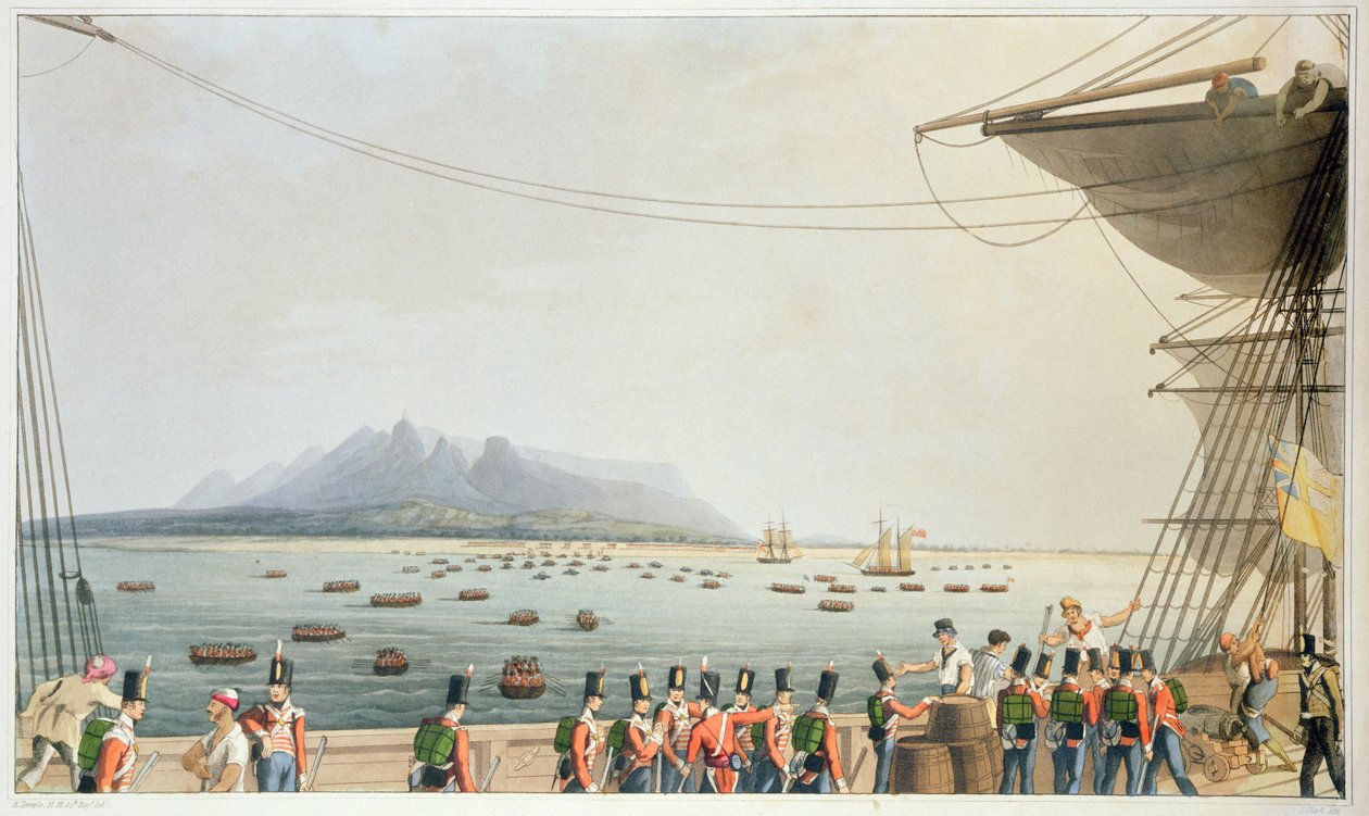 Vista desde la cubierta del transporte Upton Castle, del desembarco del ejército británico, 29 de noviembre de 1810, de 