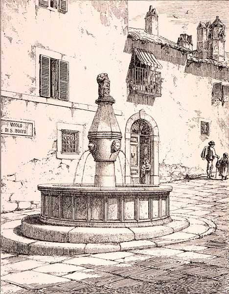 Fuente del Vicolo di S. Rocco, Viterbo, Italia, de 