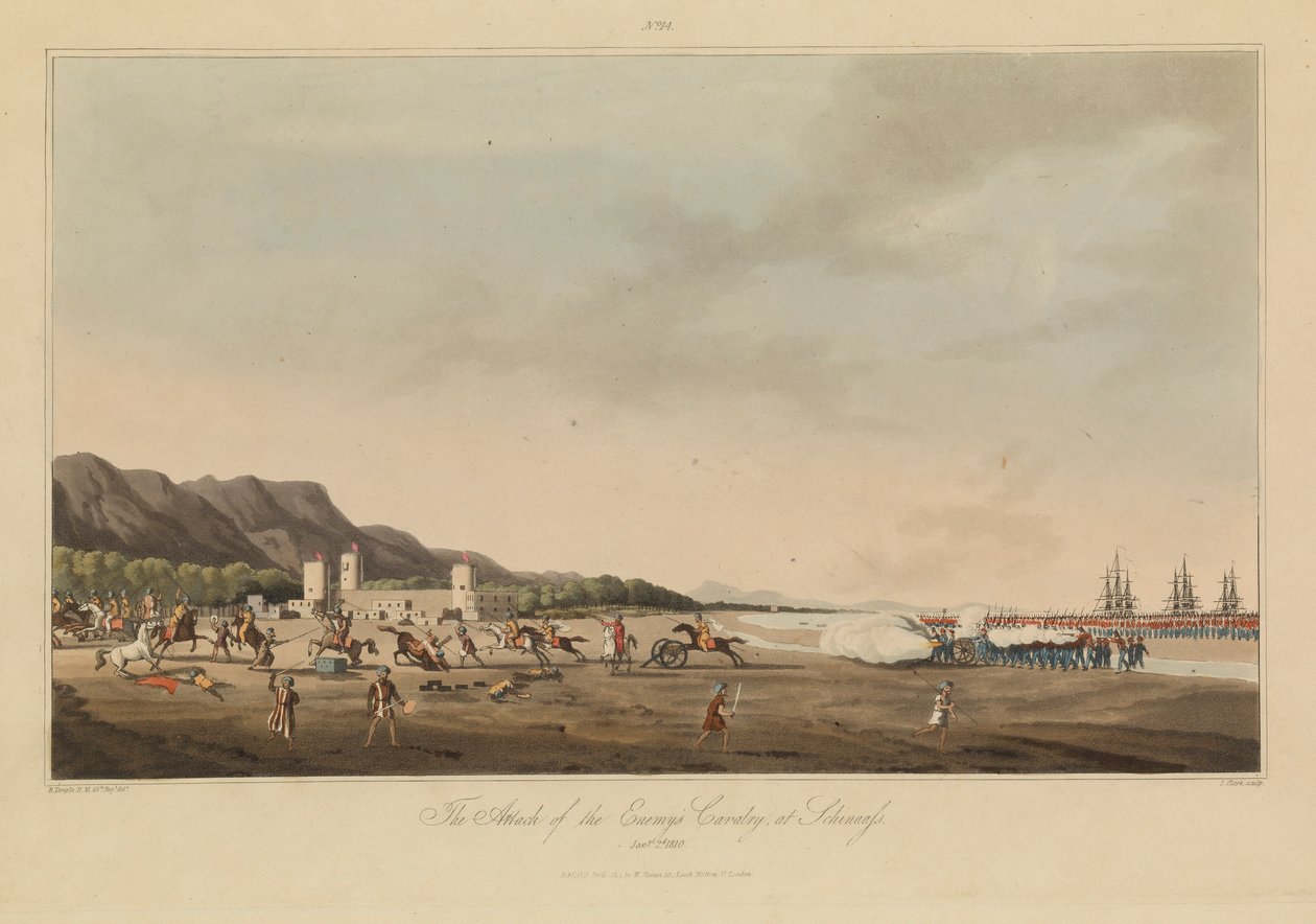Dieciséis vistas de las planicies en las fuerzas del Golfo Pérsico contra los piratas árabes de R. (after) Temple