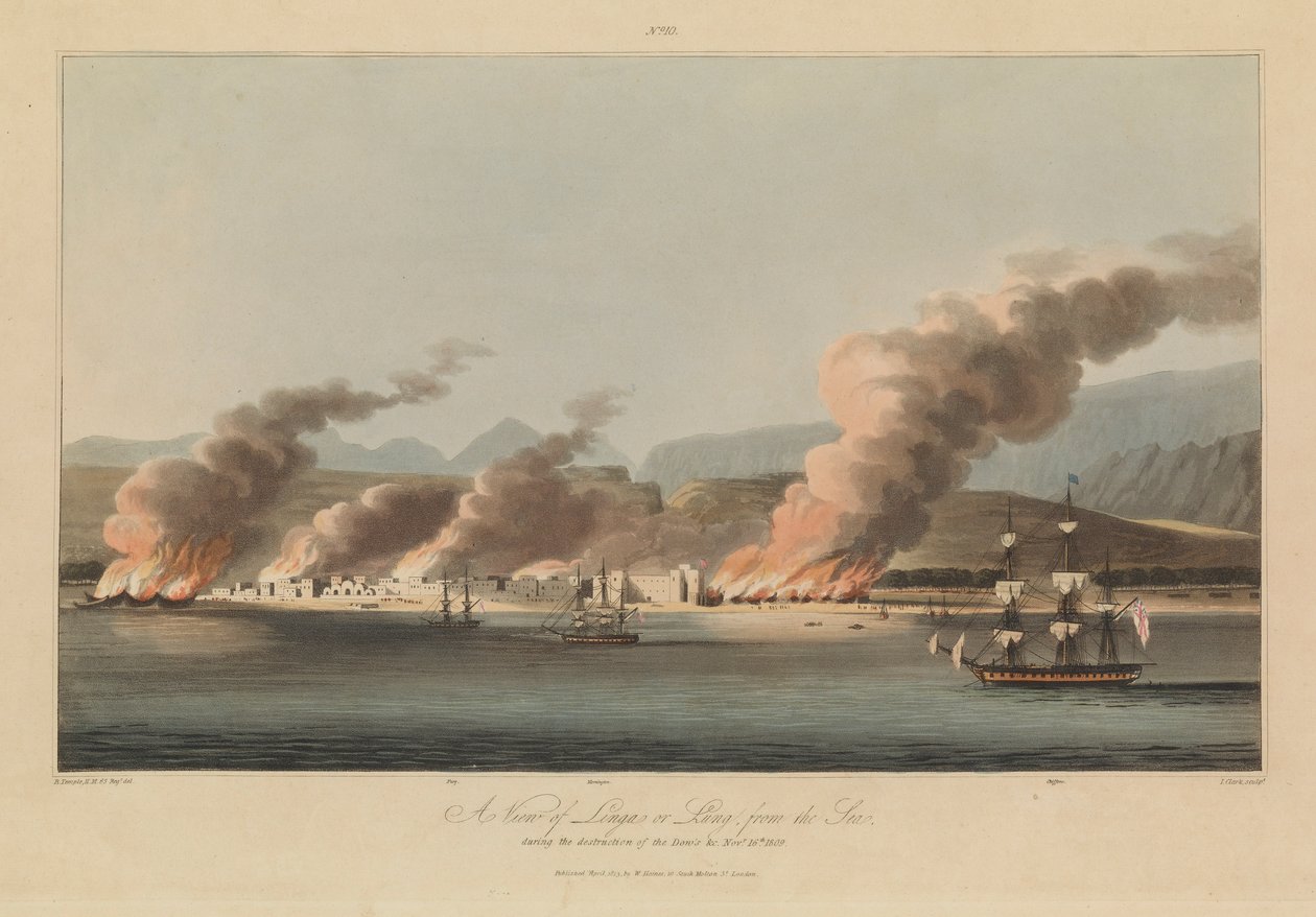 Dieciséis vistas de las planicies en las fuerzas del Golfo Pérsico contra los piratas árabes de R. (after) Temple