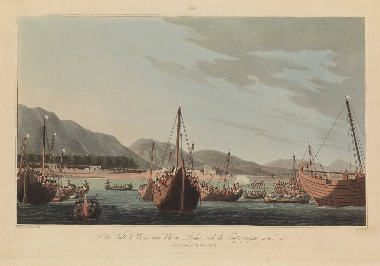 Dieciséis Vistas de Planos en las Fuerzas del Golfo Pérsico contra los Piratas Árabes de R. (after) Temple