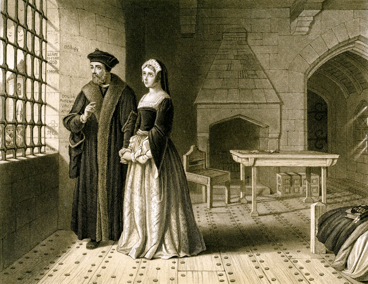 Sir Thomas More 1478-1535 y su hija, Margaret, siglo XIX de R Anderson