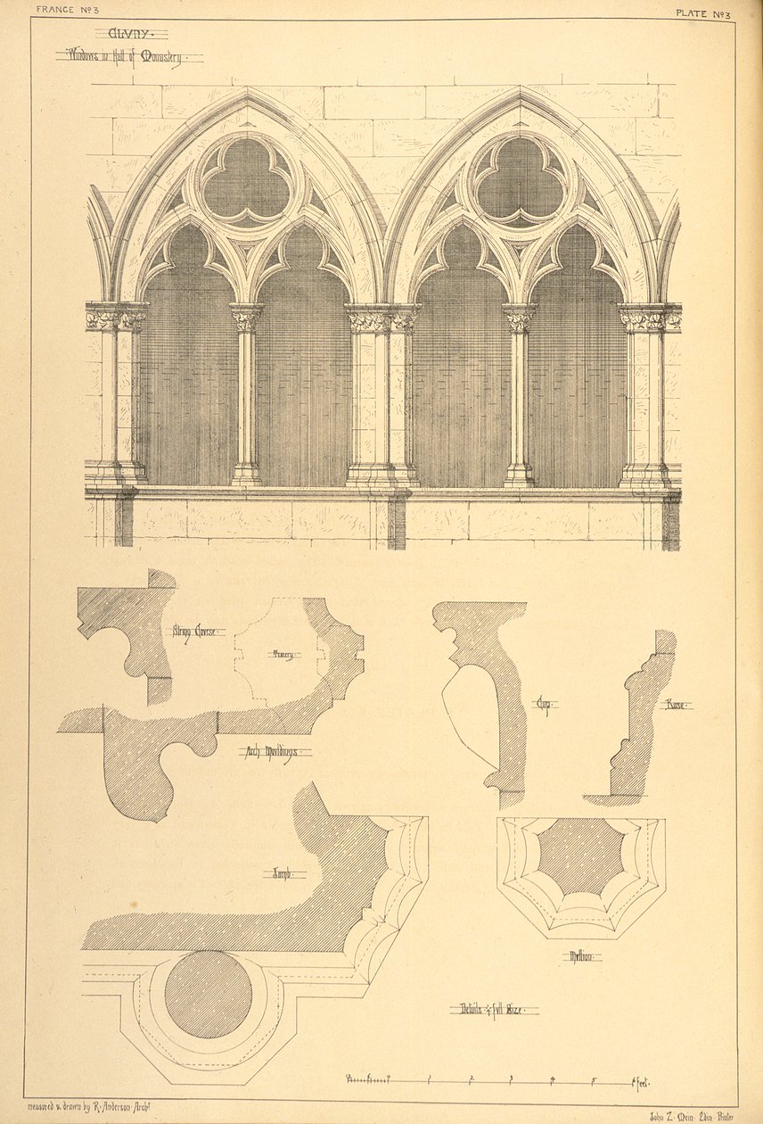 Ventanas en el Salón del Monasterio, Cluny, de 